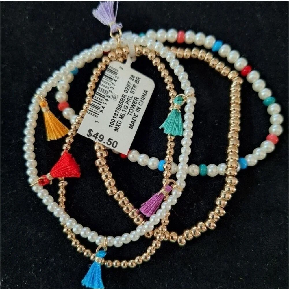Colorful Beaded Bracelets with Tassels